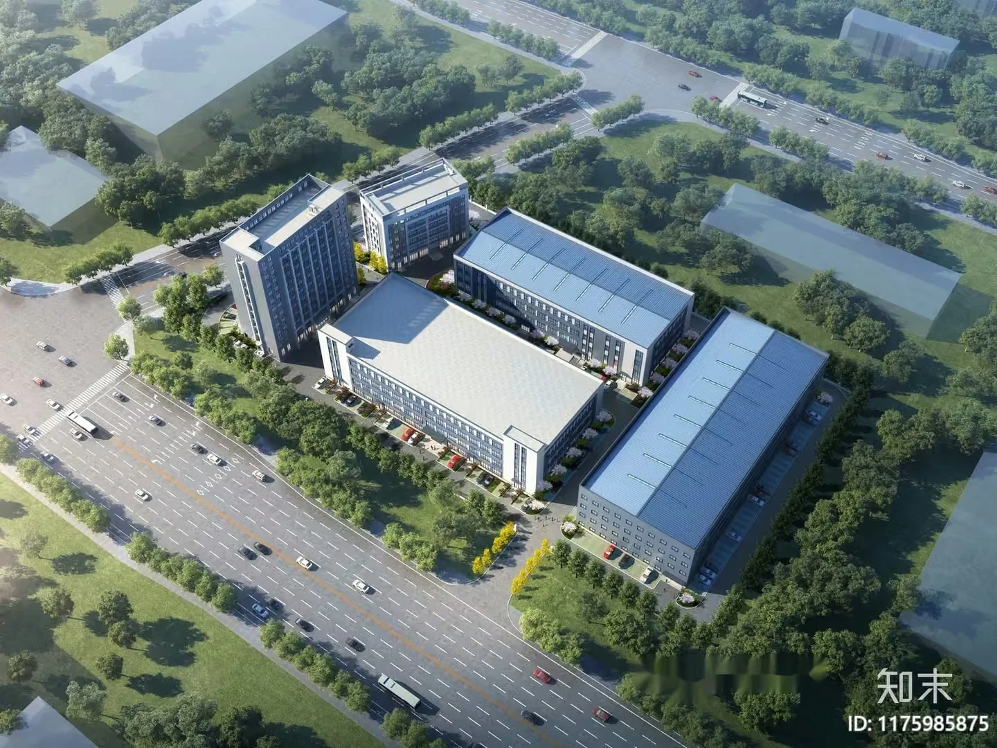 Aerial View Of A Building Complex 3D Model – 1309 – VRAY Render