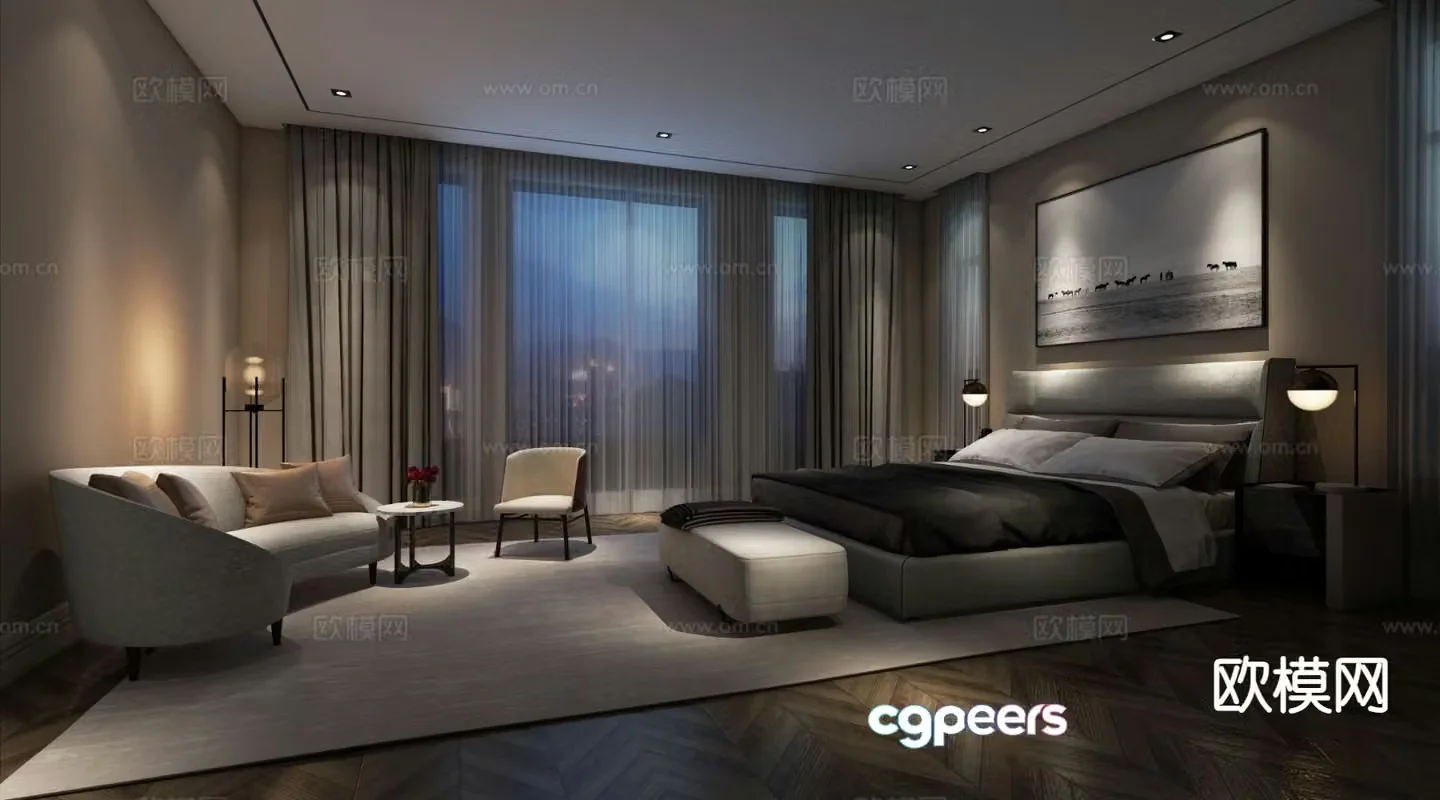 Modern bedroom master bedroom 3d model