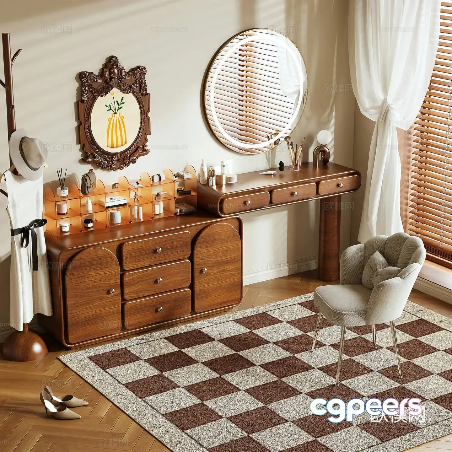 Medieval style dressing table 3d model