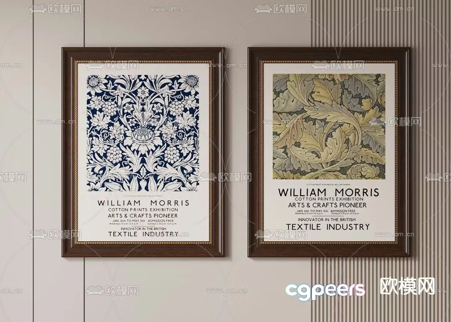 American style combination paintings retro hanging paintings decorative paintings 3D model