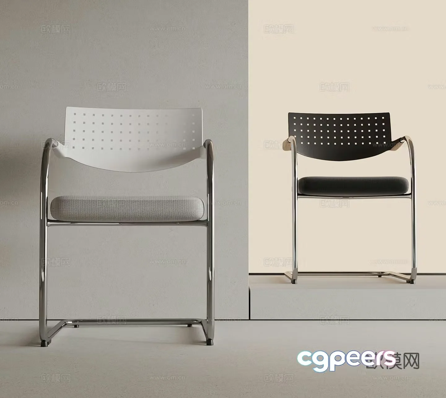 Office chair modern office front chair 3d model