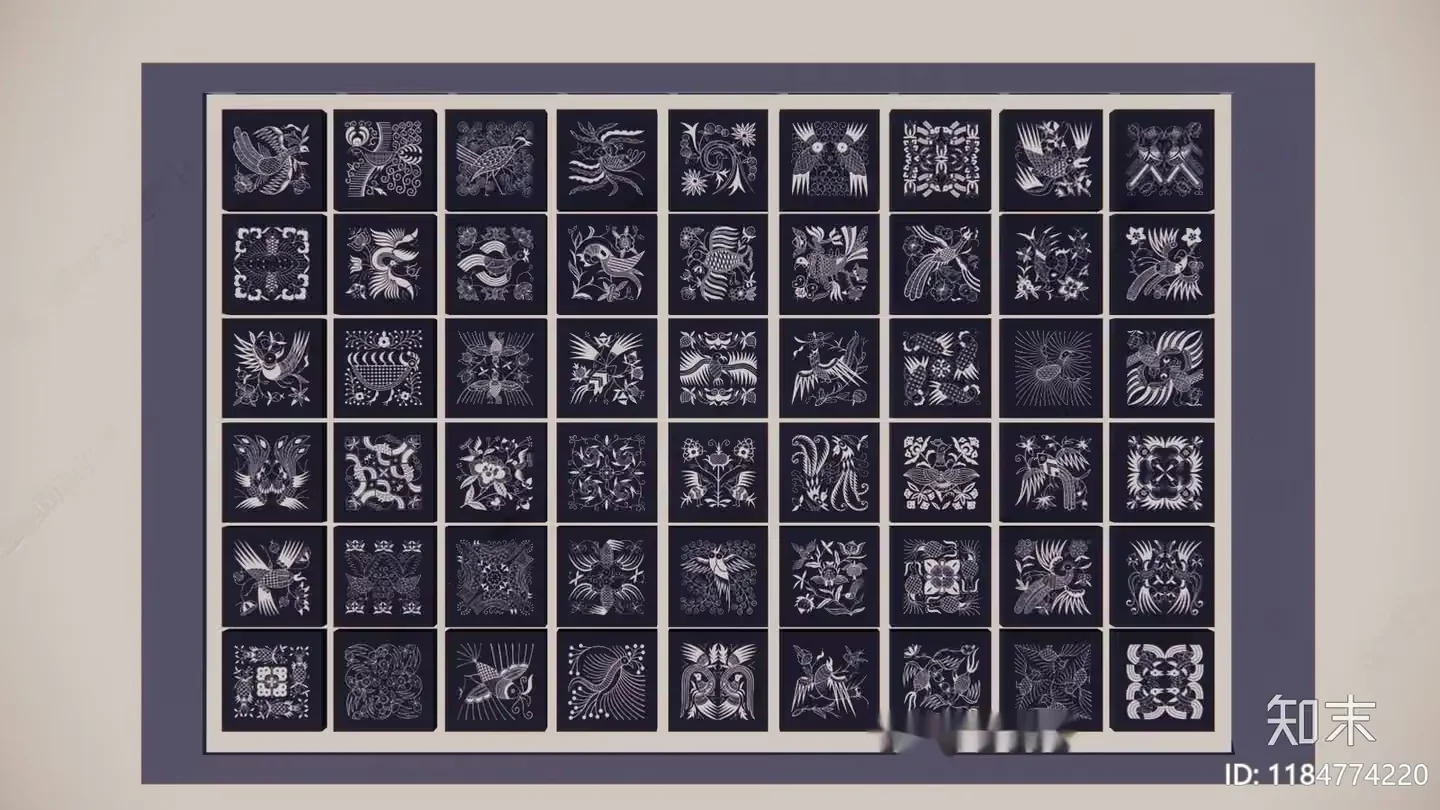 A Collection Of Intricate Square Designs 3D Model – 8630 – VRAY Render