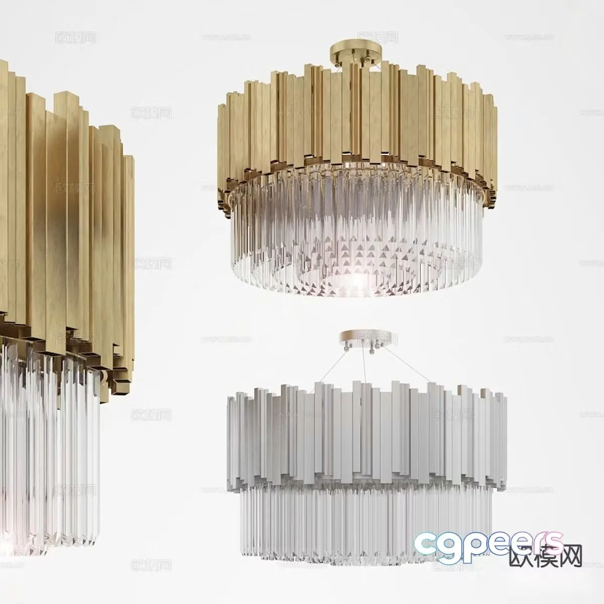Light luxury crystal chandelier 3d model