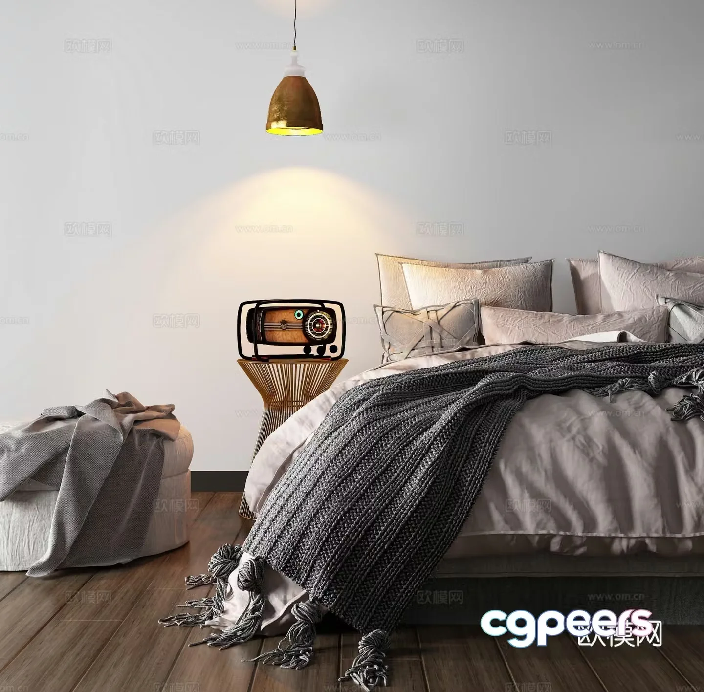 Modern double bed 3d model