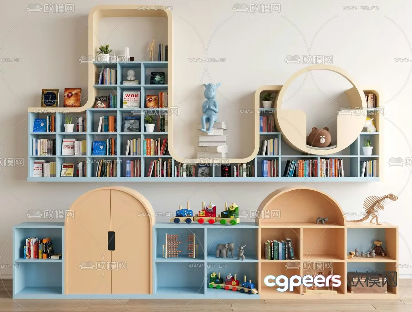 Children’s bookcase storage cabinet 3d model