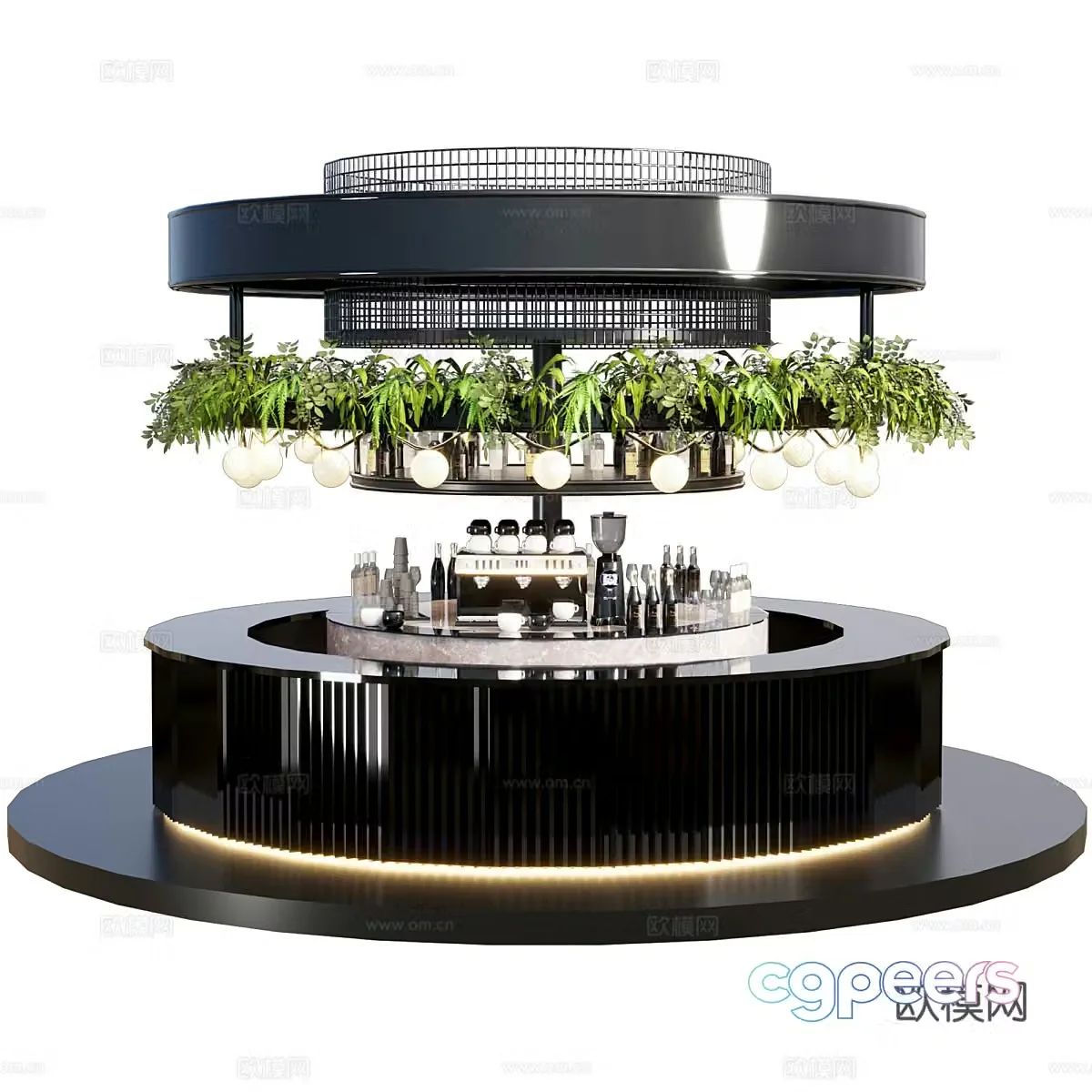 Modern light luxury coffee bar 3D model