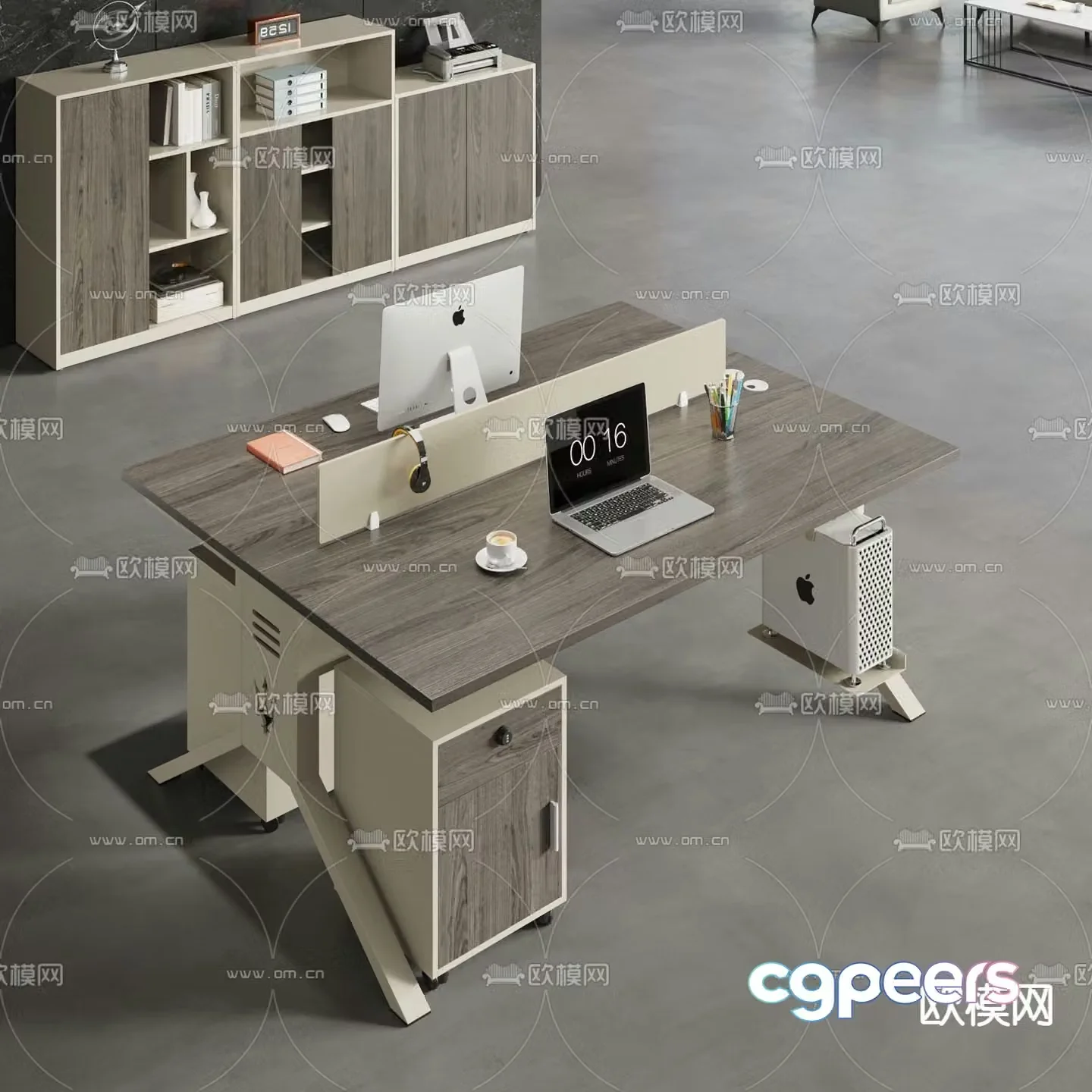 Card space desk work station post 3d model