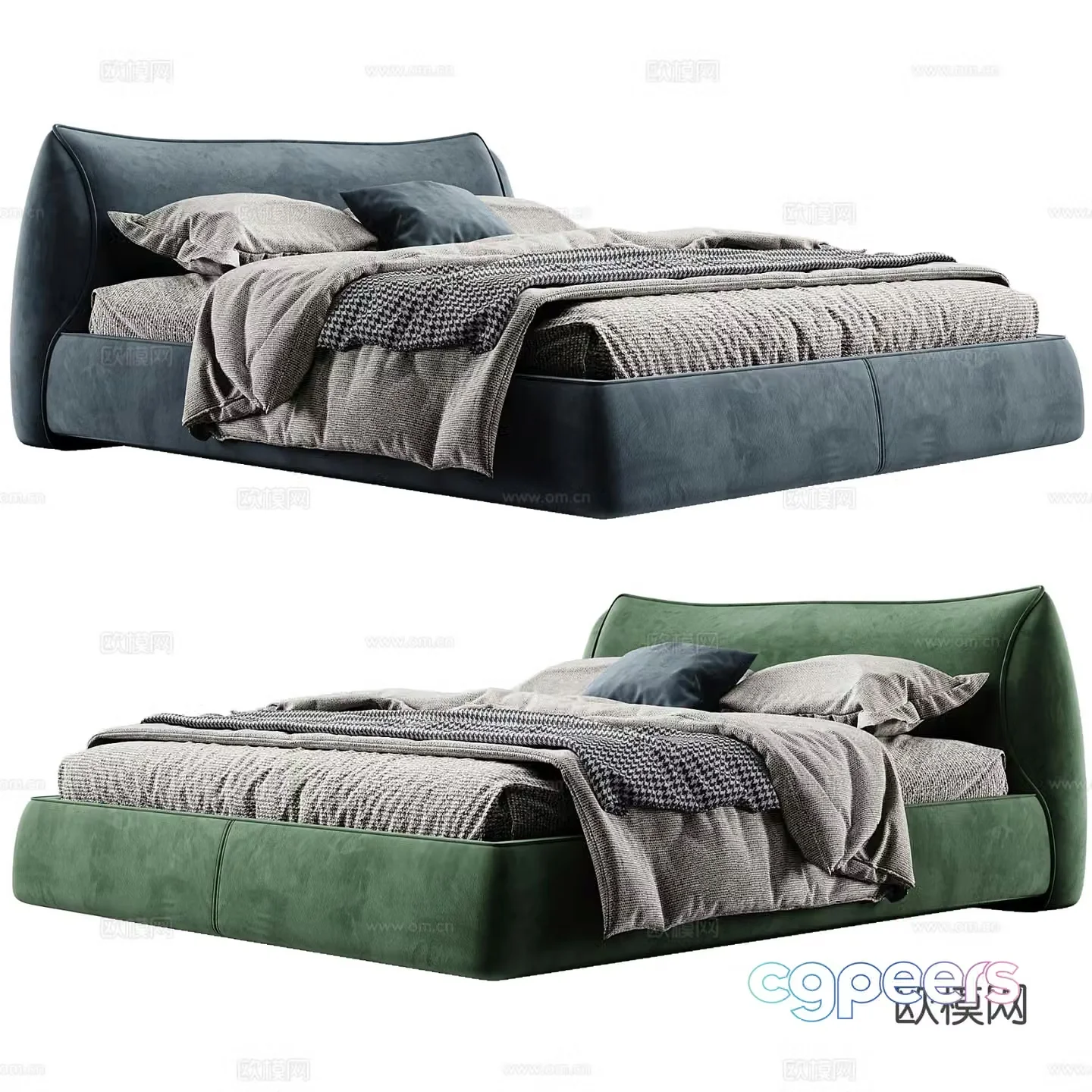Modern double bed 3d model