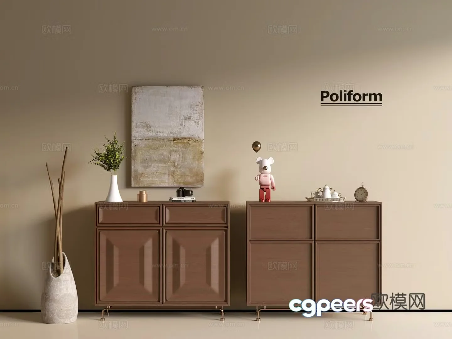 Modern wood grain cabinet ins wind minimalist wind cabinet whole cabinet sideboard balcony cabinet storage 3D model