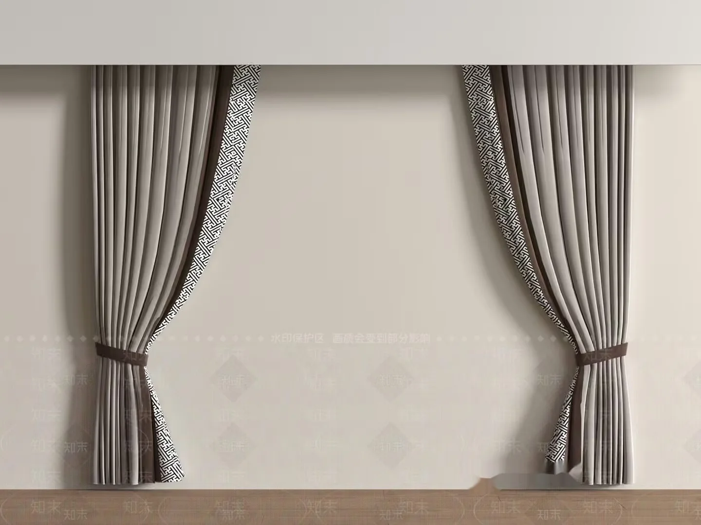 Grey Curtains 3D Model – 8869 – VRAY Render
