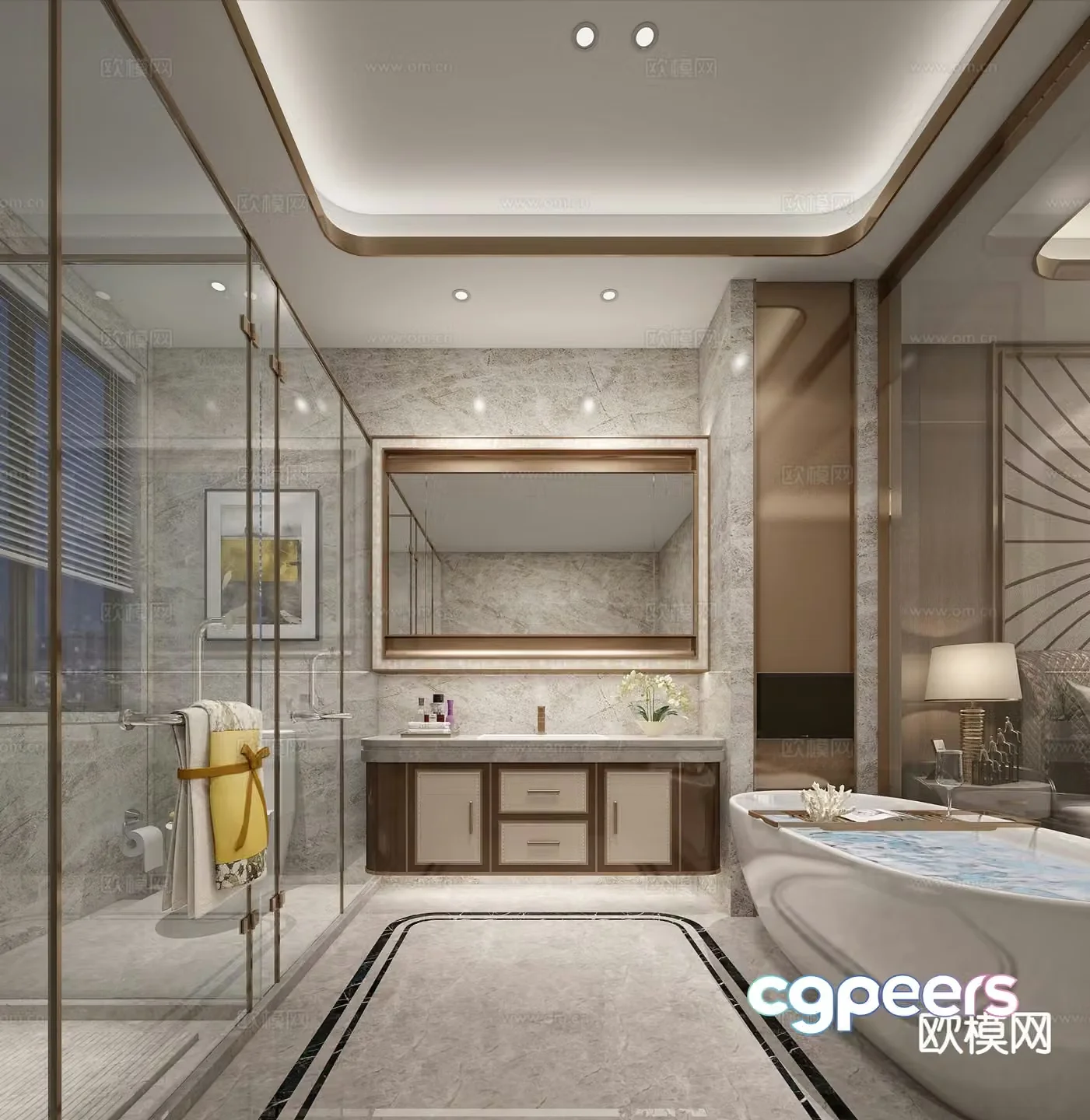 Light luxury bathroom bathroom 3d model