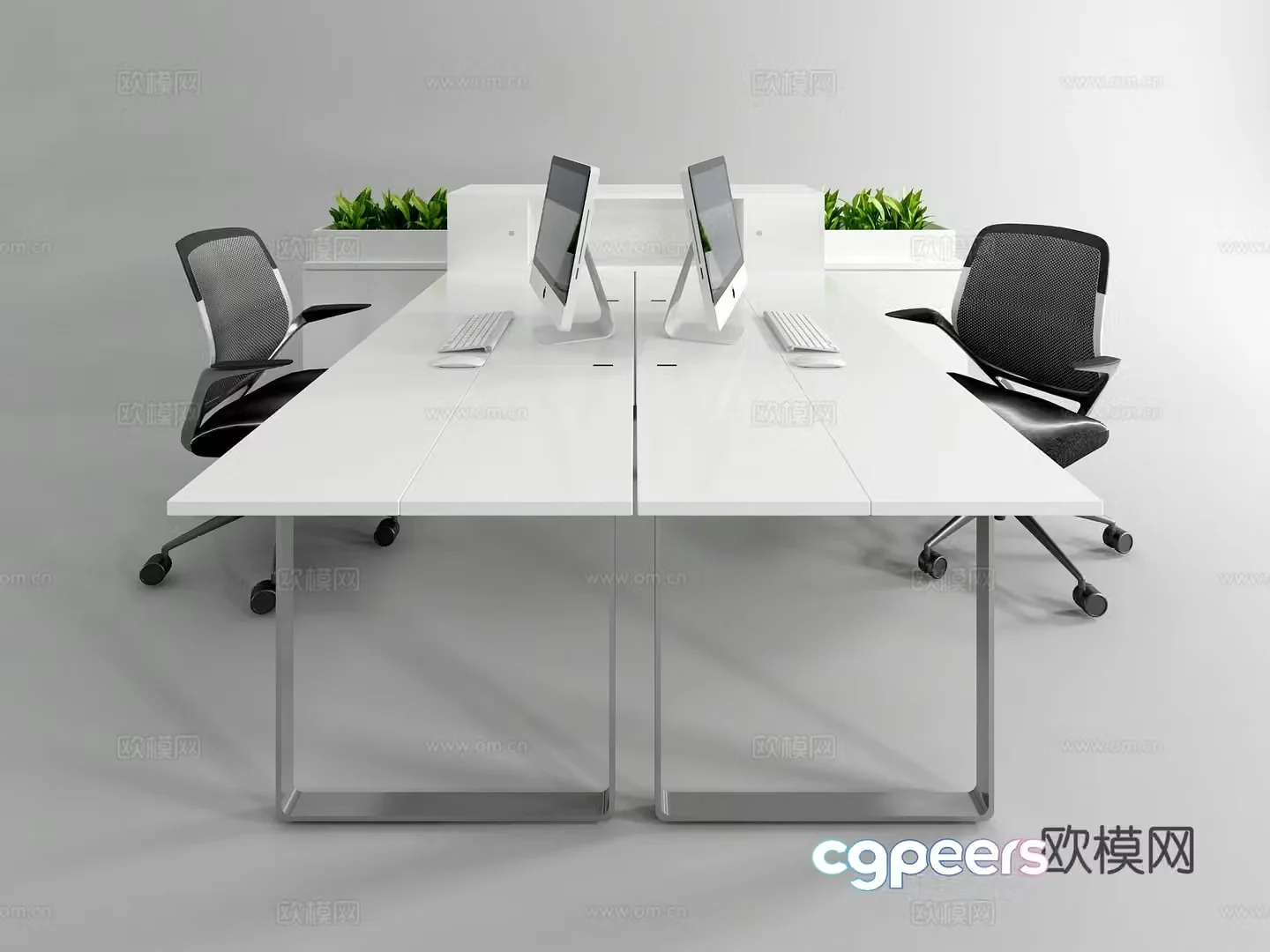 Modern desk work station 3d model
