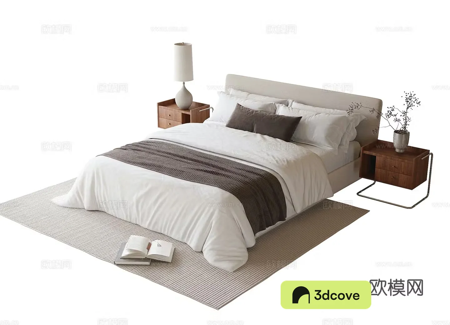 Modern double bed nightstand desk lamp