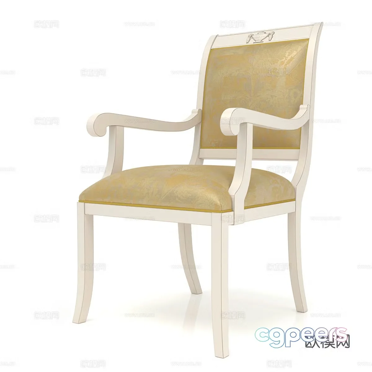 French dining chair casual chair 3D model