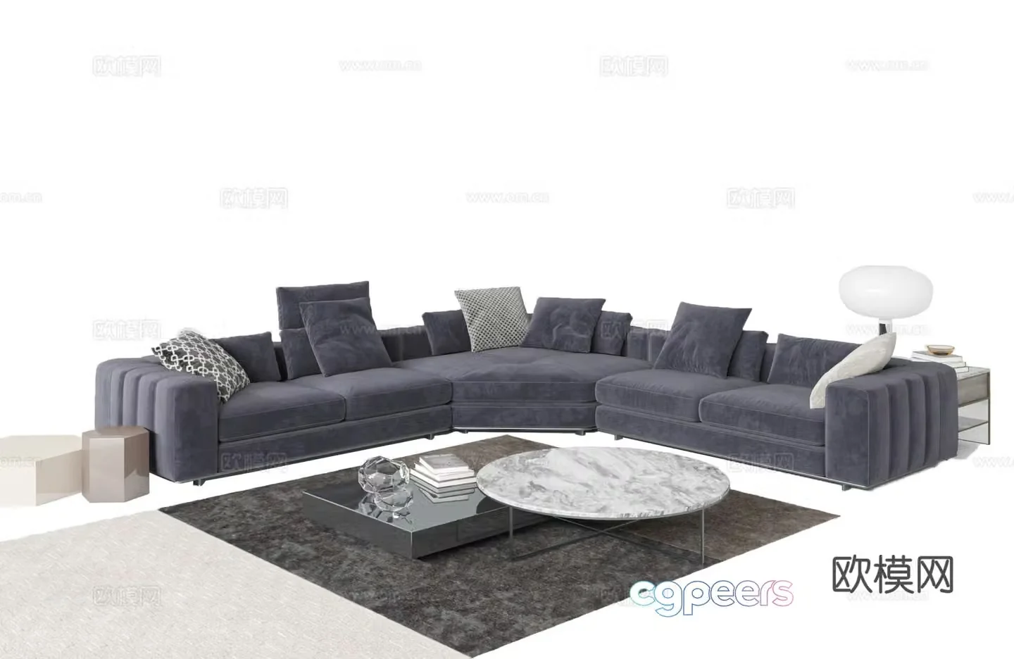Modern light luxury style sofa set 3D model 3D model