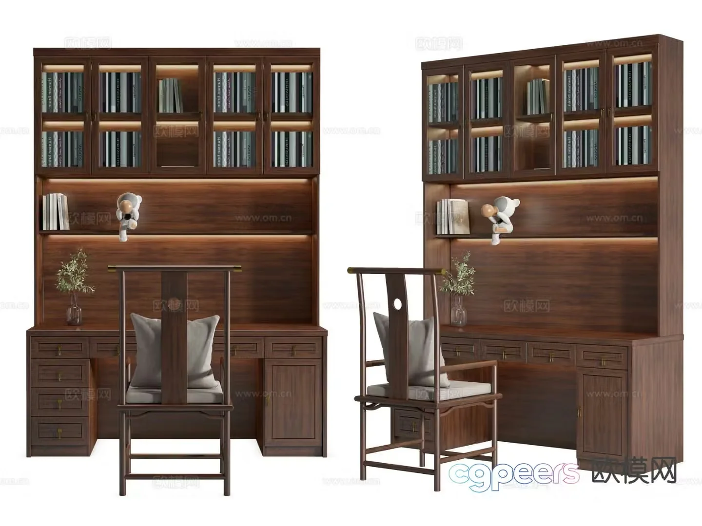 New Chinese style desk and chair 3d model
