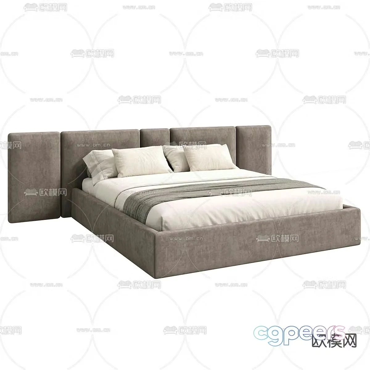 Modern double bed 3d model