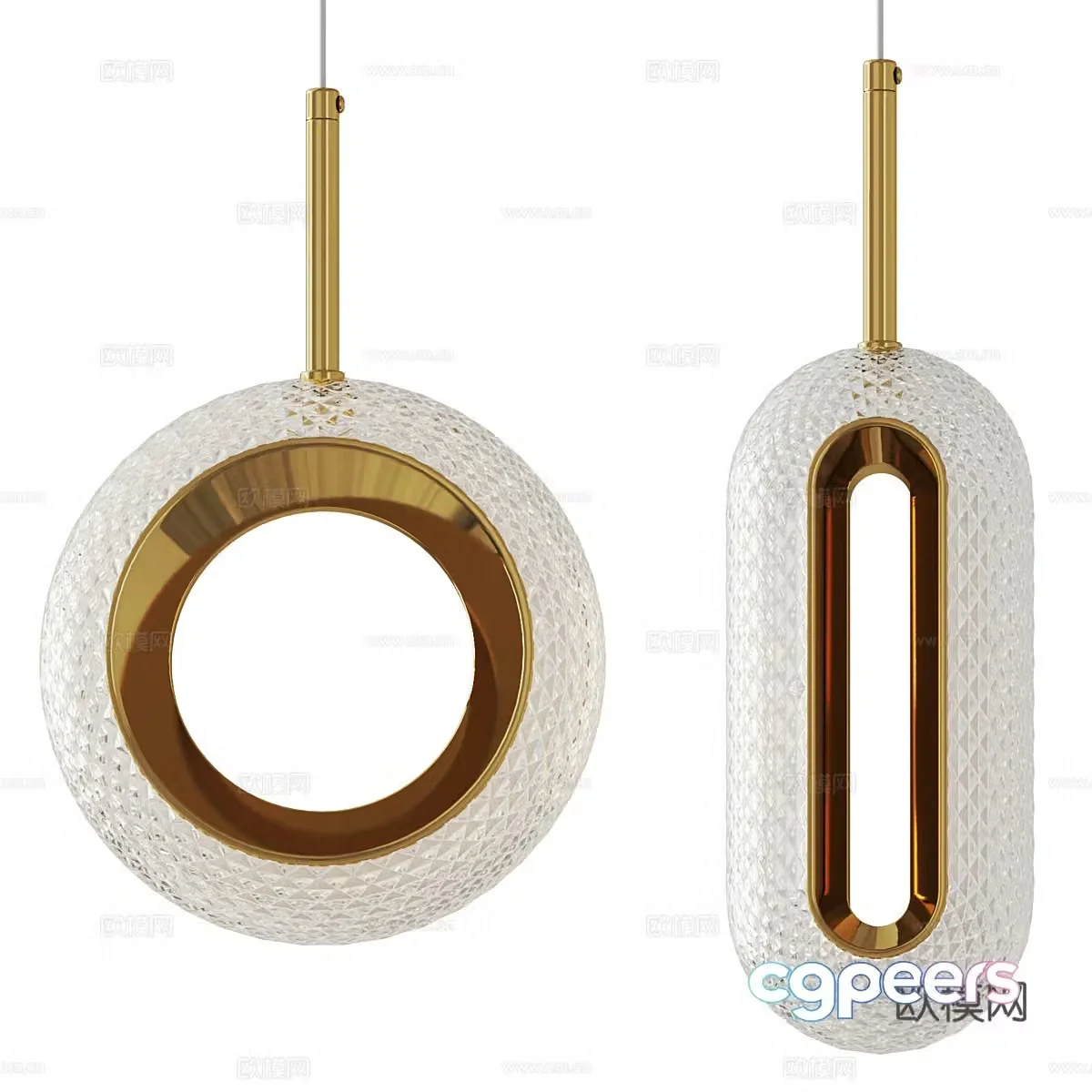 Modern light luxury craft hanging line lamp 3D model