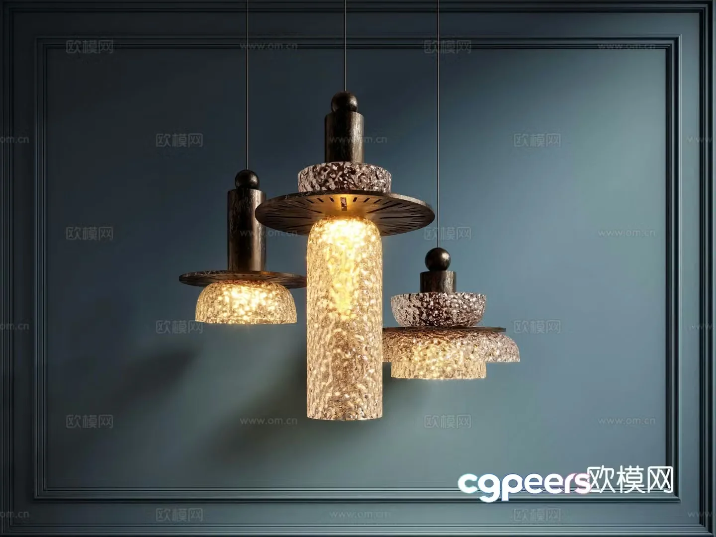 Light luxury chandelier glass chandelier 3d model
