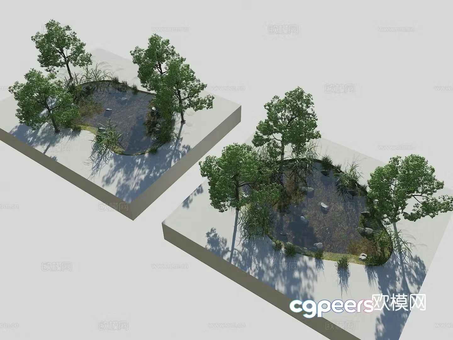 Landscape pool wild pond lotus pond Jingli pond native fish pond waterscape ecological pond 3d model