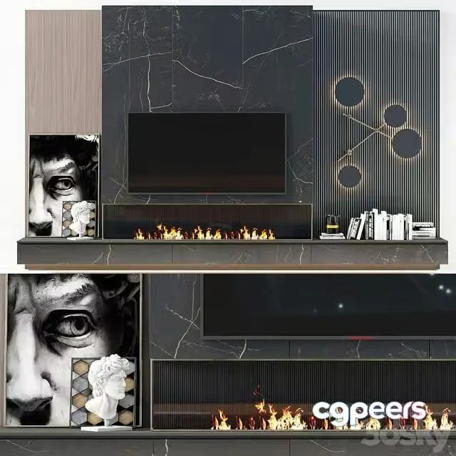 3ds Max Free – TV wall modern 56