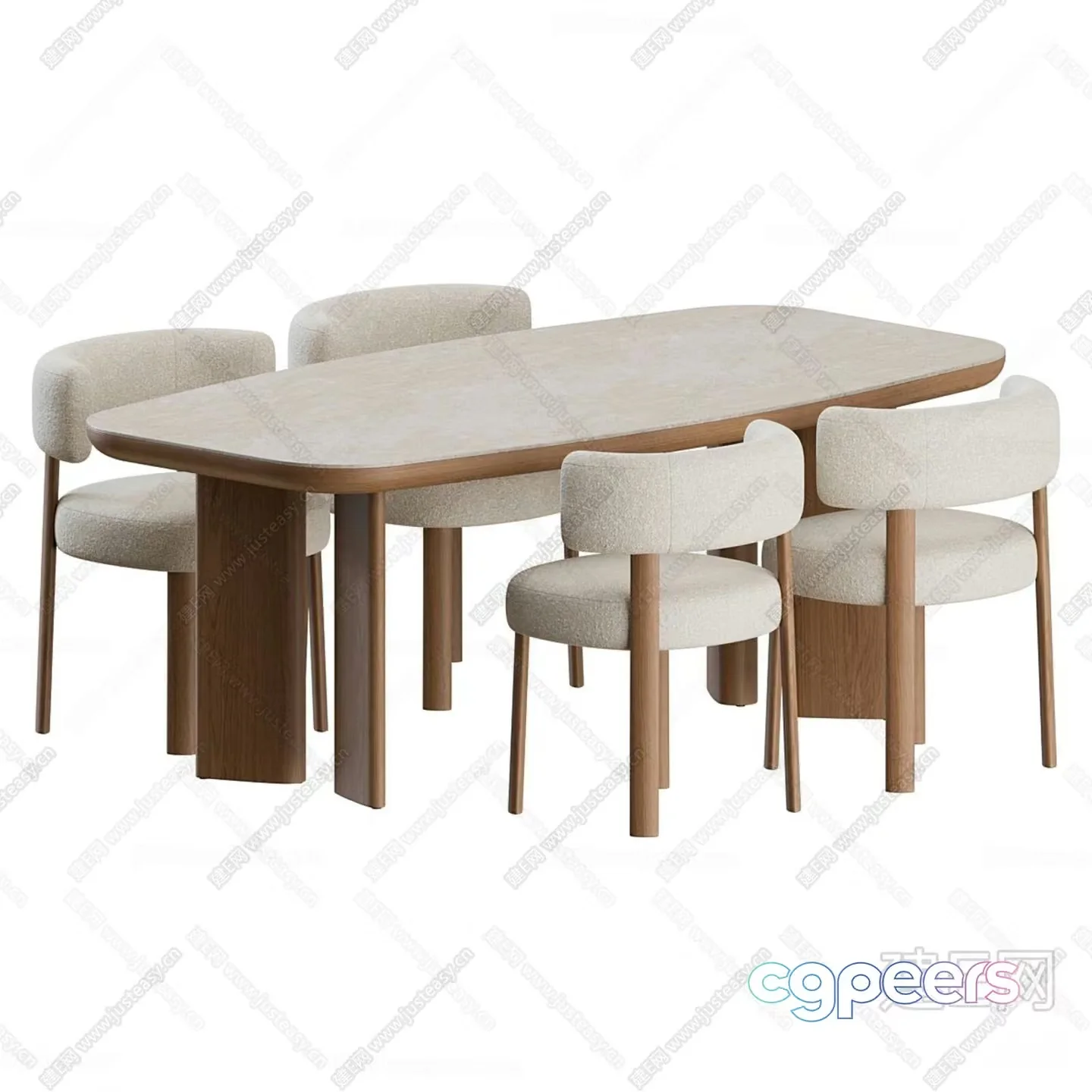 A Dining Table With Six Chairs 3D Model – 10687 – CORONA Render
