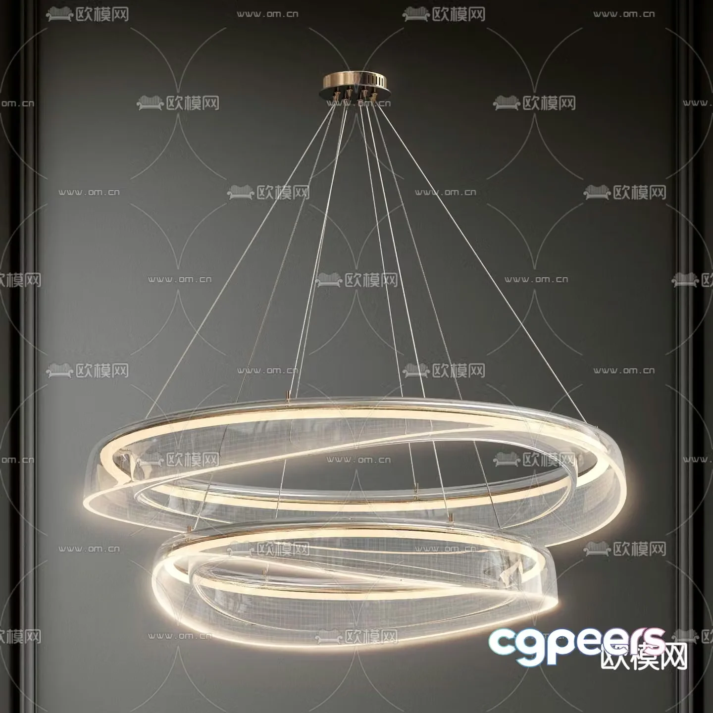 Light luxury chandelier ring chandelier 3d model