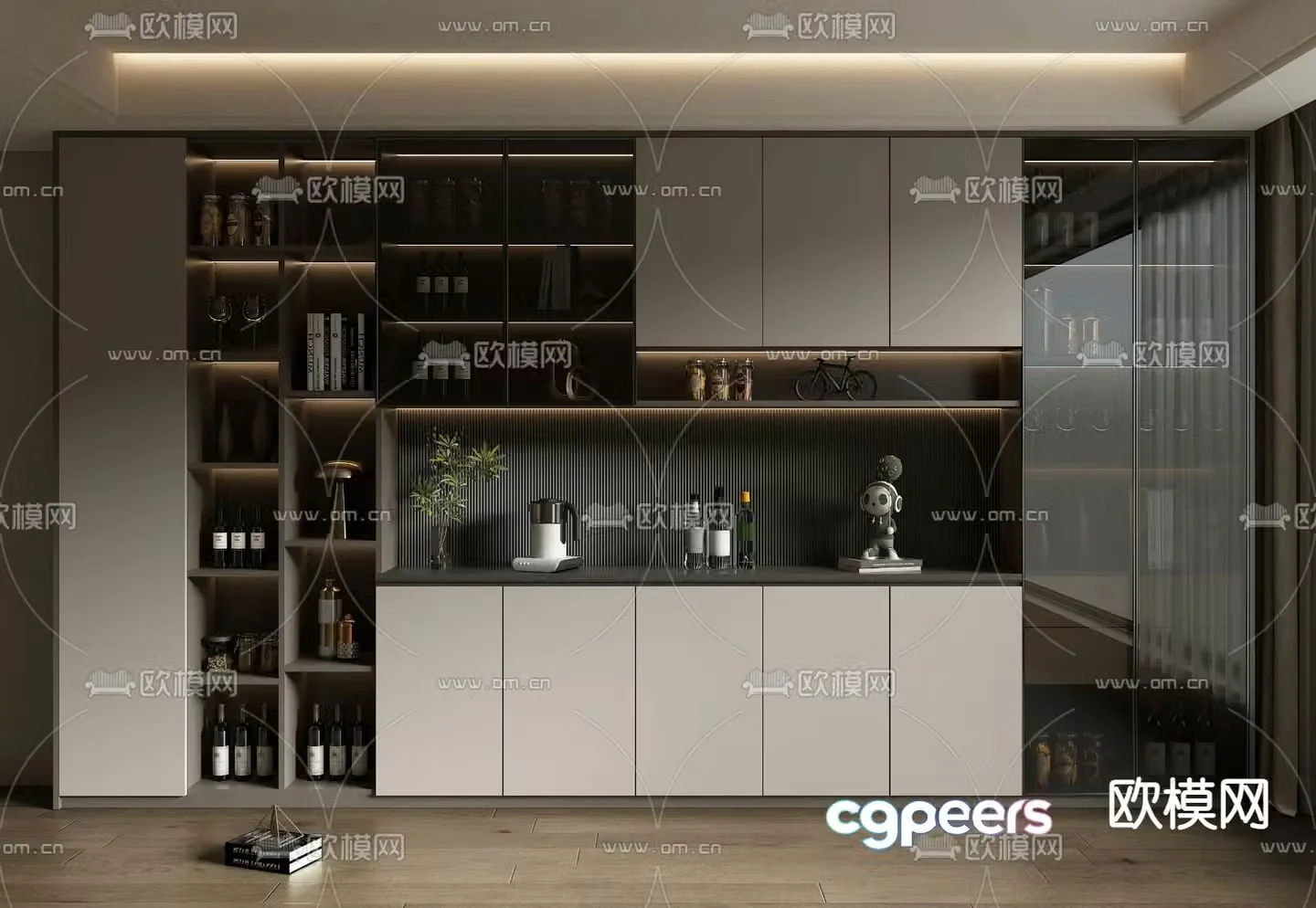 Modern wine cabinet 3d model