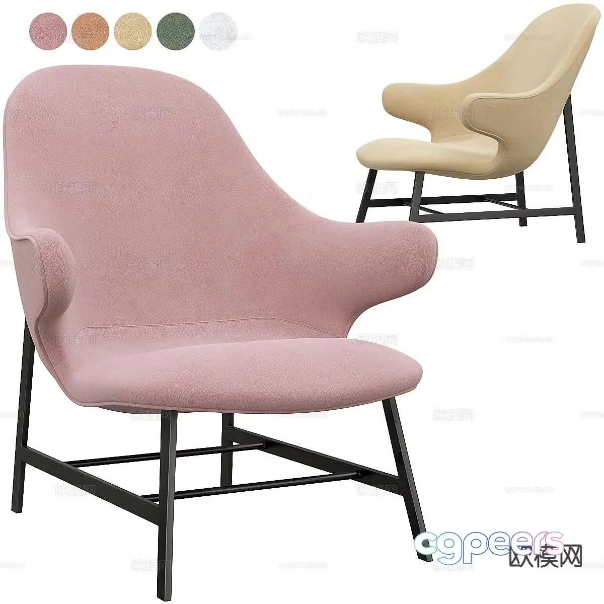 Small fresh chair armchair dopamine leisure chair 3d model