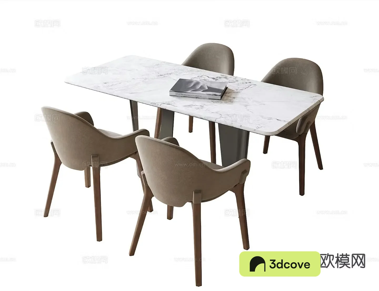 Modern long dining table and chairs
