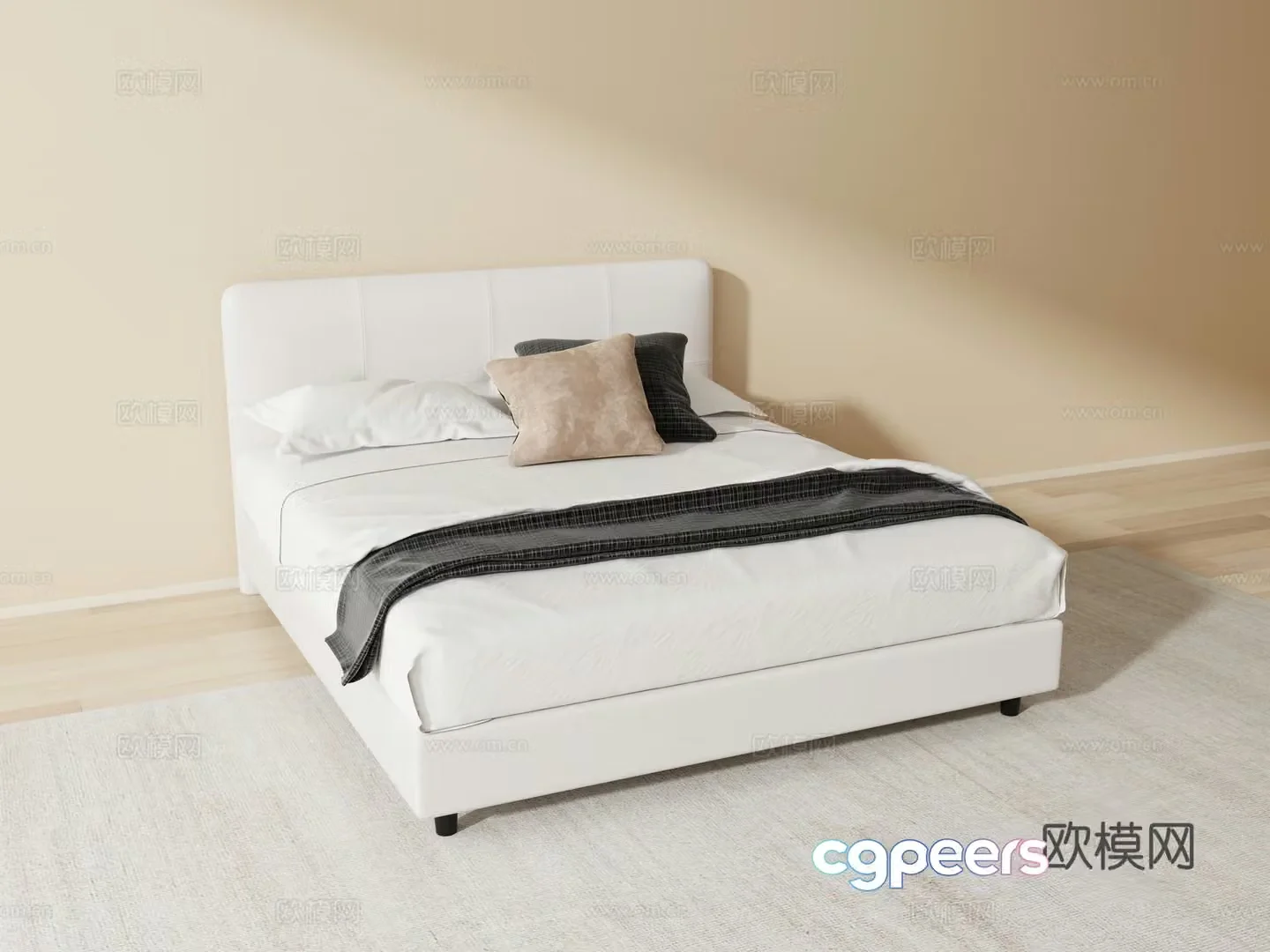 Modern double bed 3d model