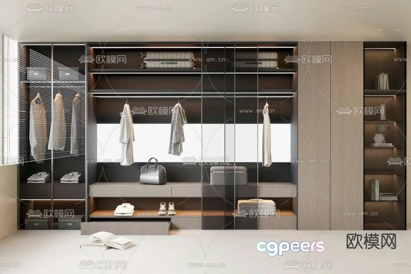 glass door wardrobe wardrobe 3d model