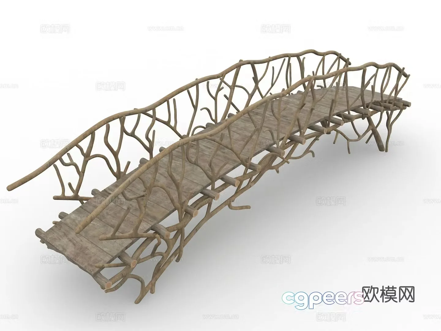 Modern bridge wooden bridge 3d model