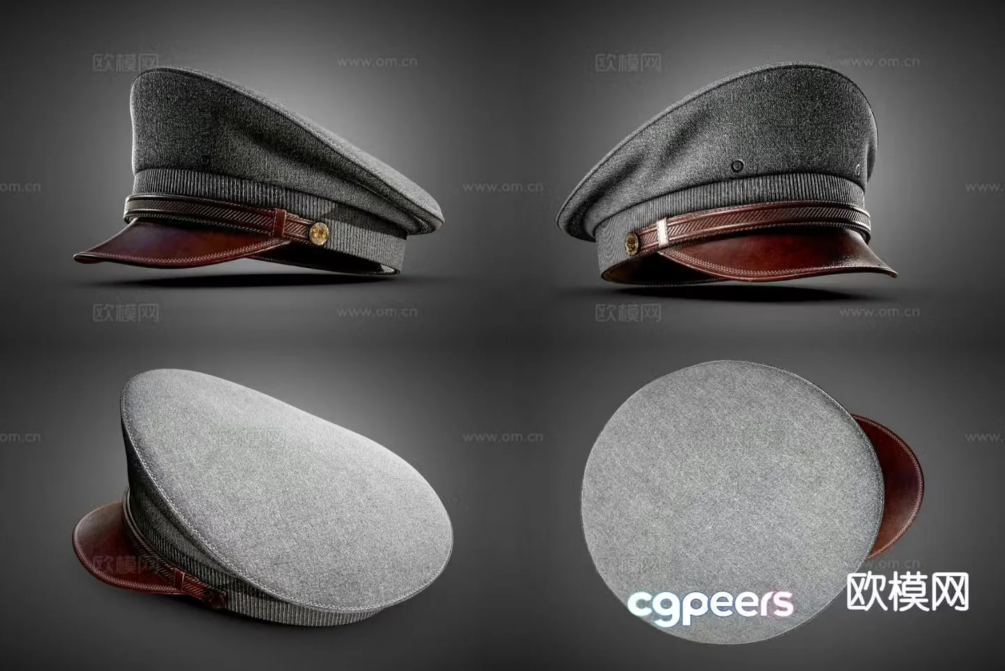 Hat Military Cap Vintage Retro Officer Hat 3d model