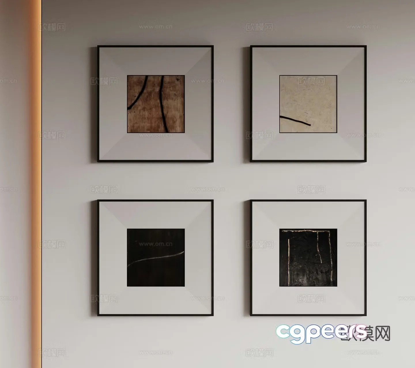 Modern minimalist decorative paintings Waviva medieval style hanging paintings cream style decoration paintings Italian style hanging paintings black and white 3D model