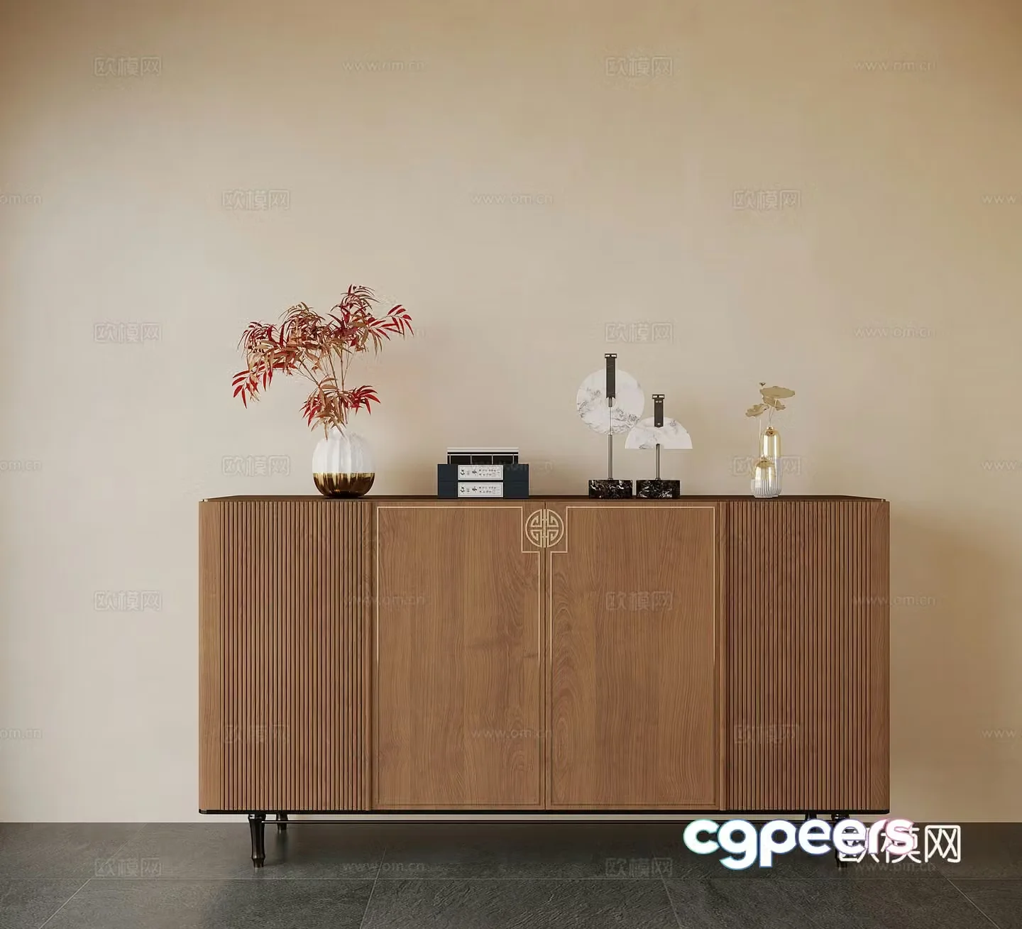 New Chinese style entrance cabinet end view cabinet 3D model