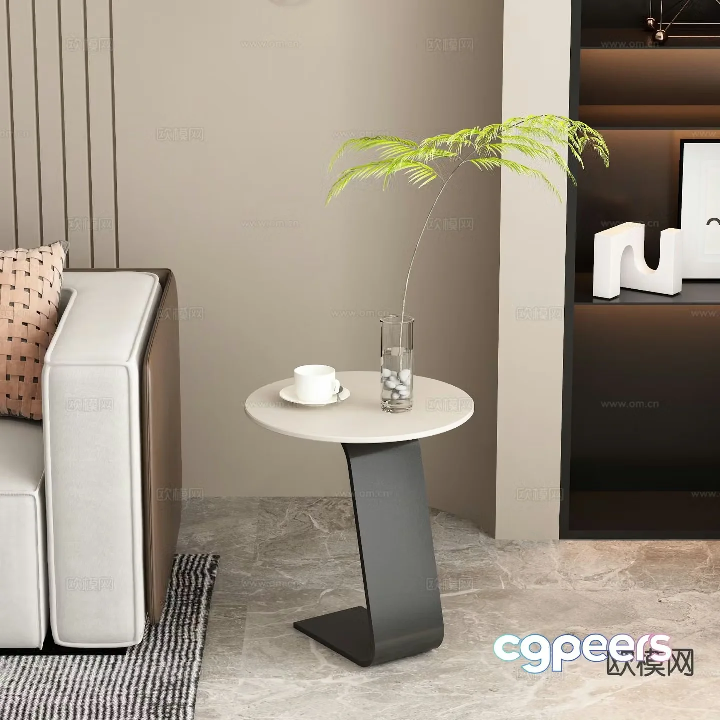 Modern side table corner table round table 3D model