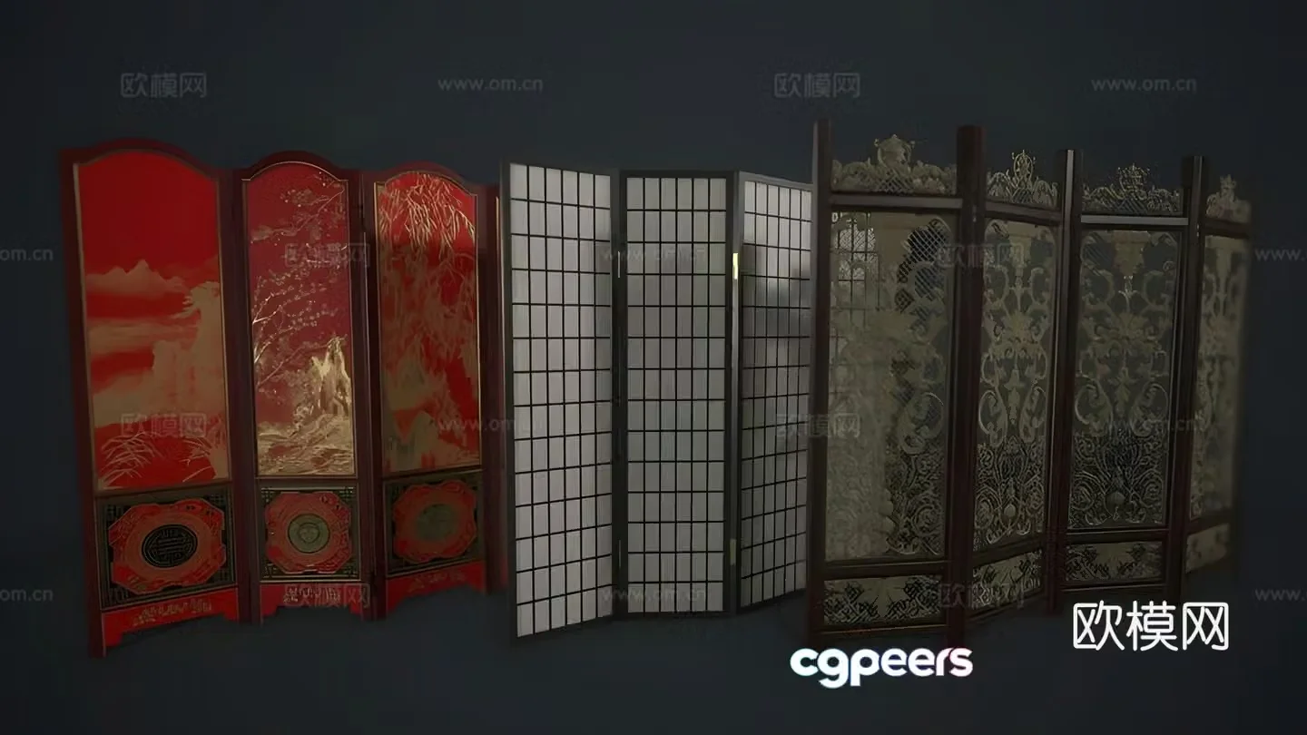 Chinese screen 3d model