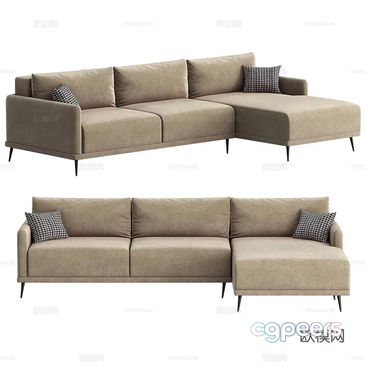 Modern simple multi-person sofa corner sofa 3d model