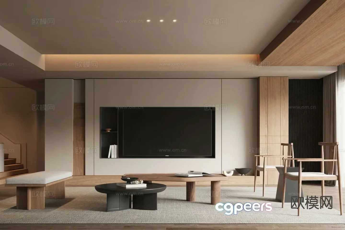 Wabi Sabi TV background wall 3d model