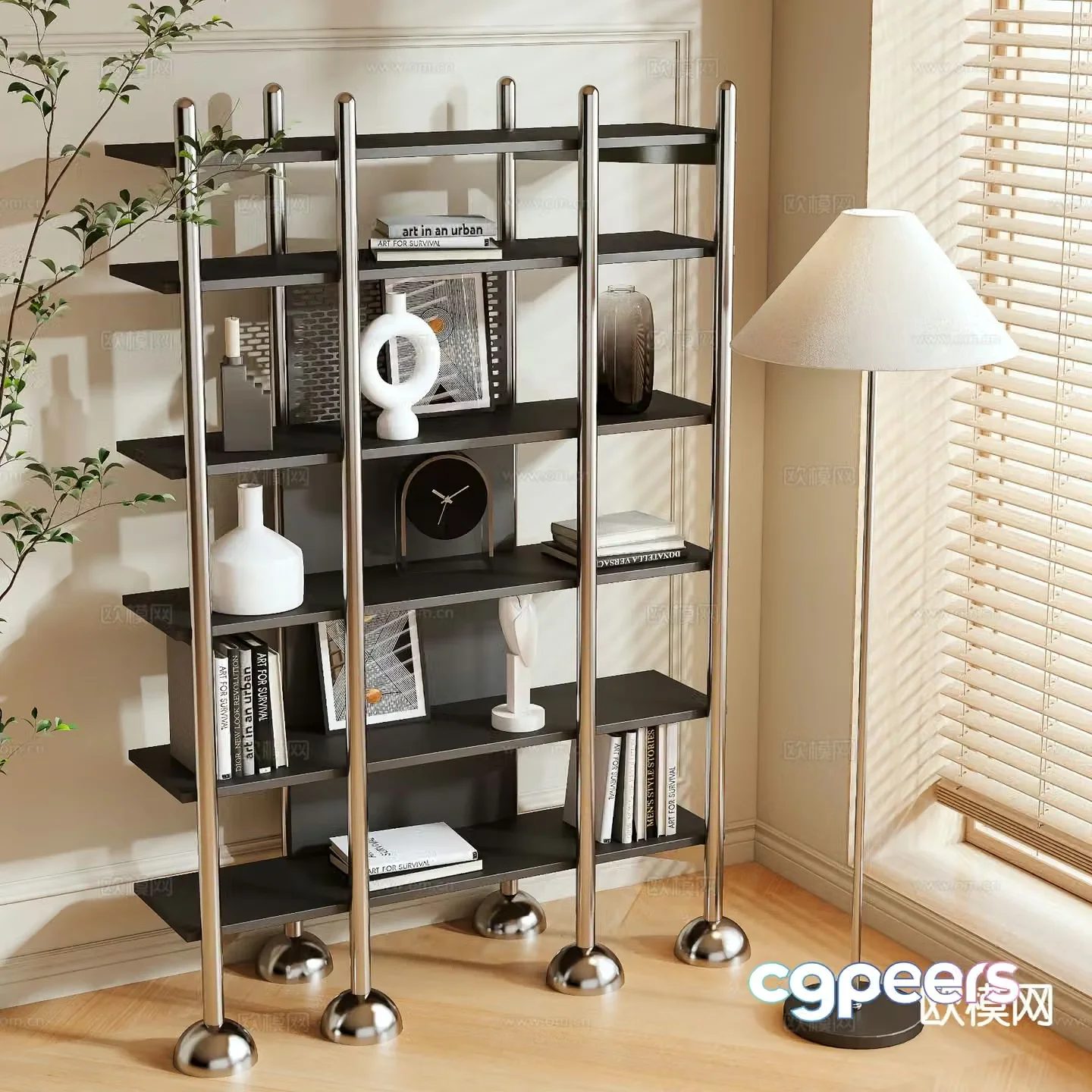 Modern storage shelf bookshelf 3d model