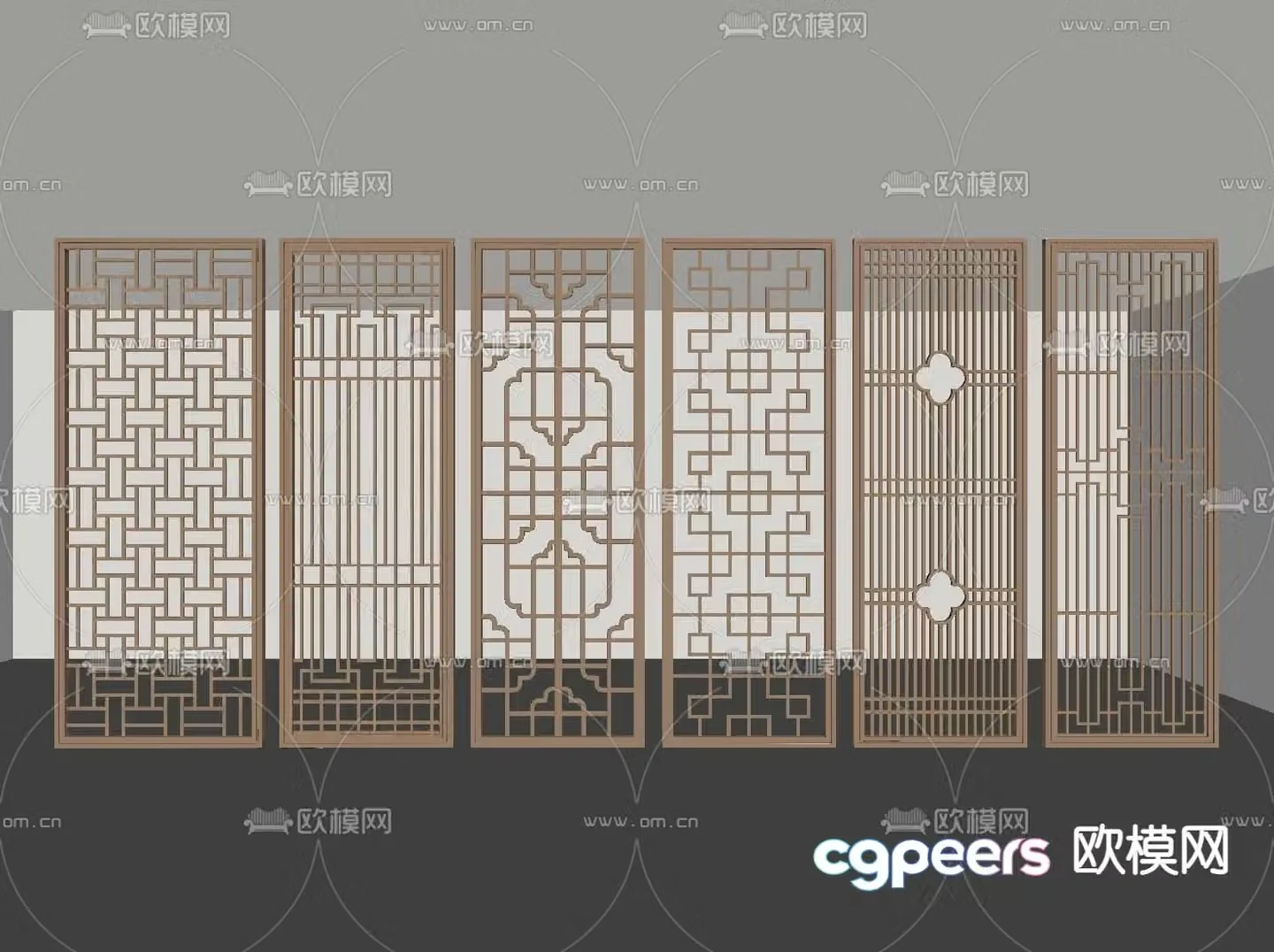 New Chinese-style screen partition 3D model