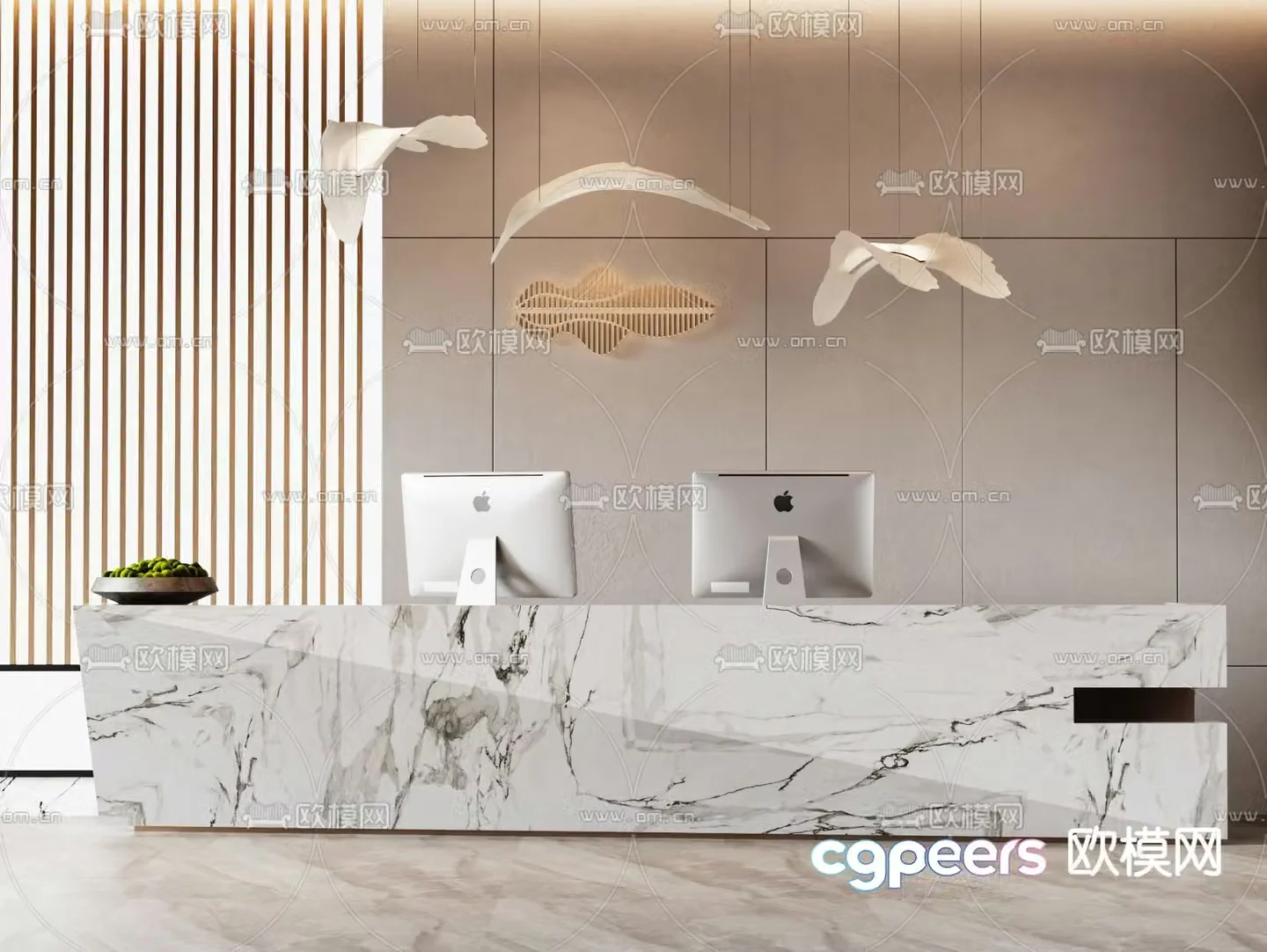 Front desk reception desk service desk information desk 3d model
