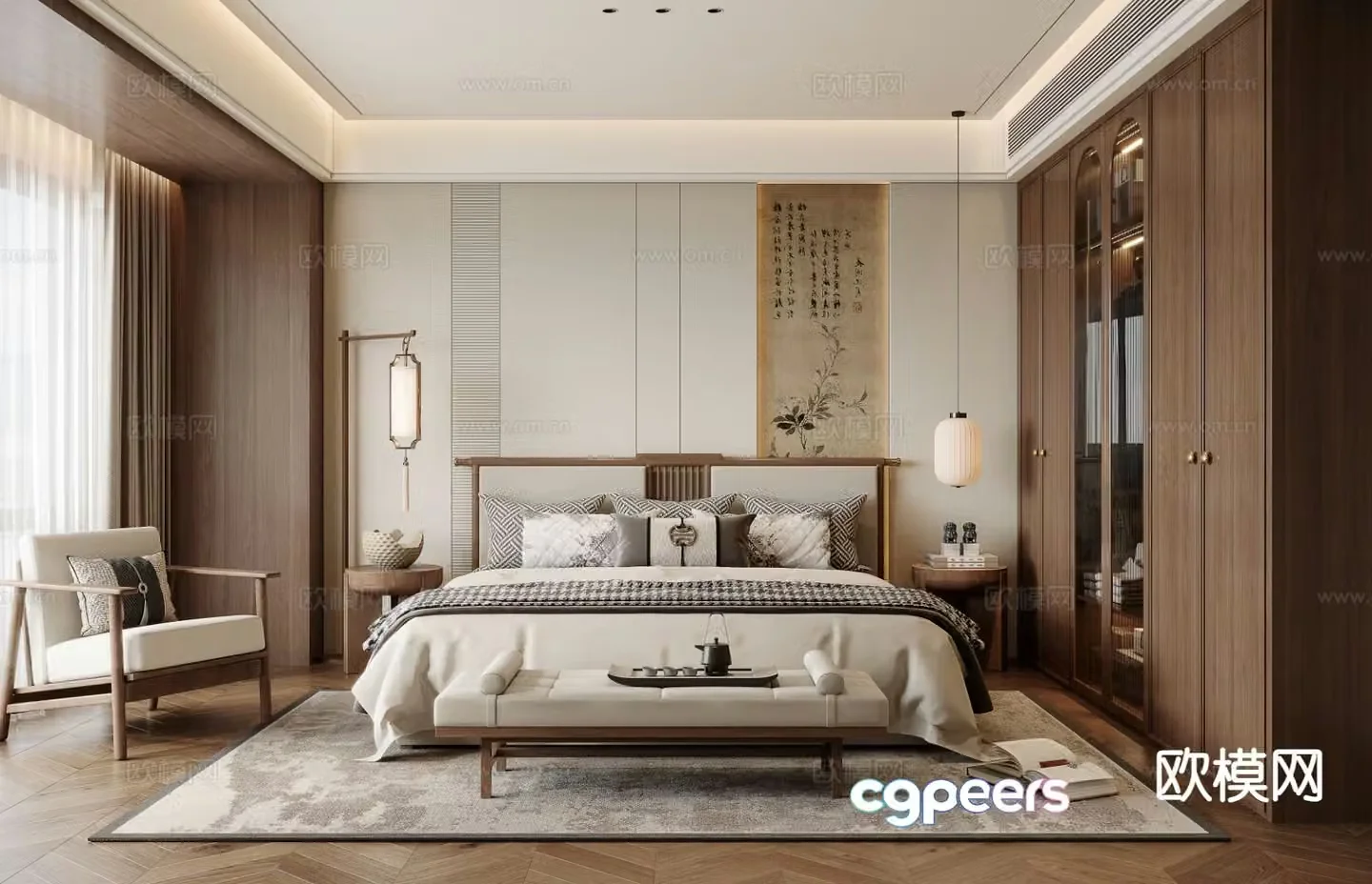 New Chinese style bedroom master bedroom 3d model