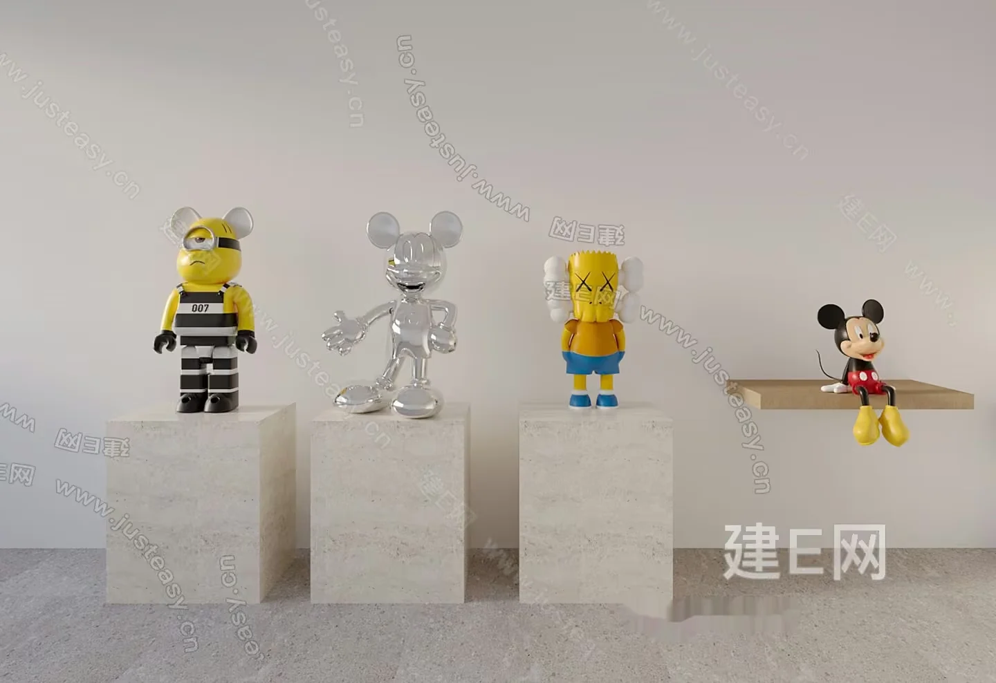 A Collection Of Cartoon Characters On Display 3D Model – 15174 – VRAY Render