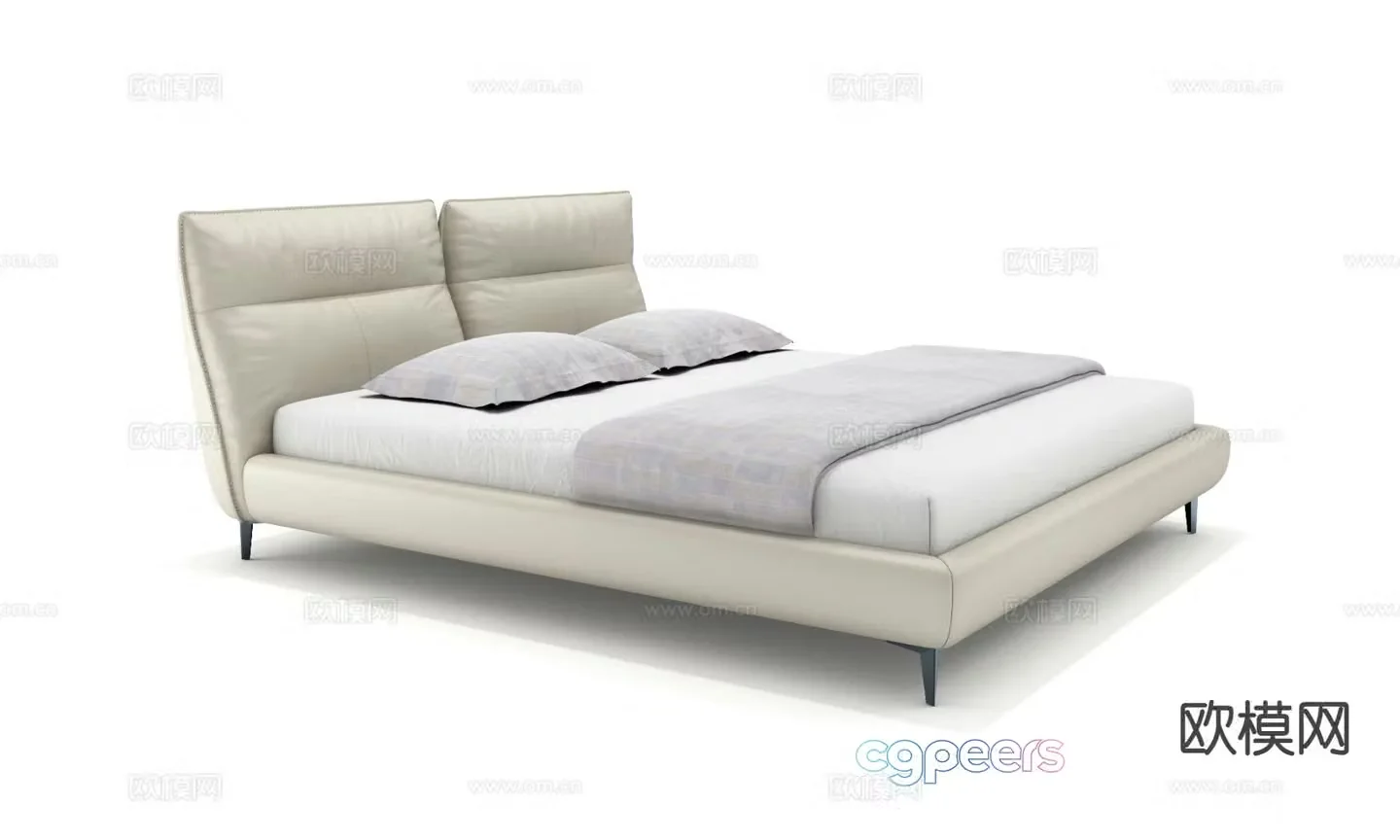Modern double bed 3d model