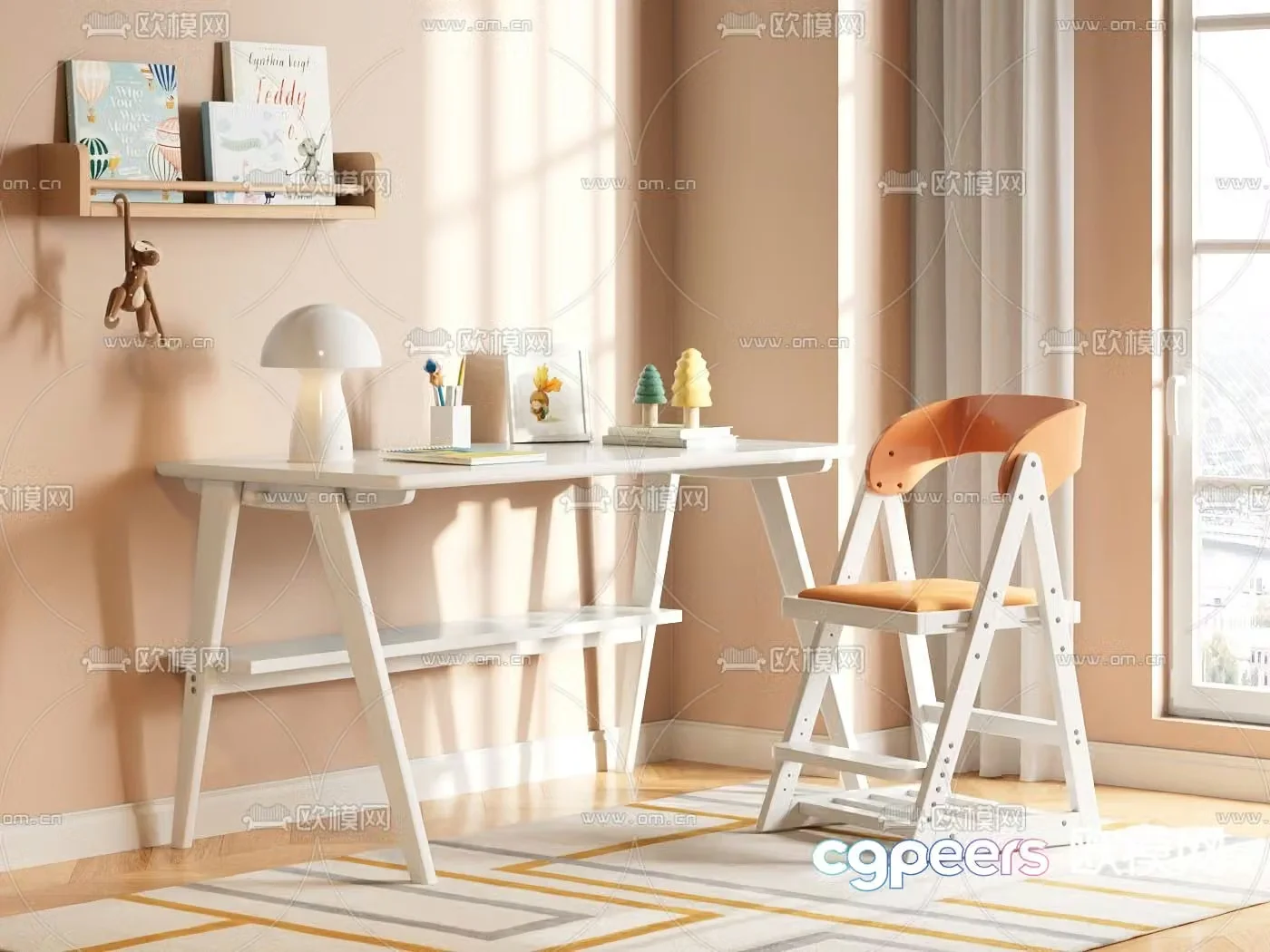 Children’s tables and chairs study table writing desk 3d model