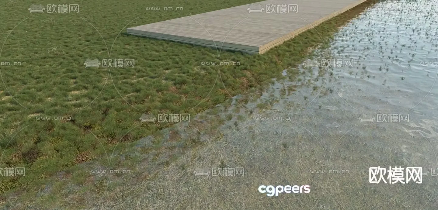 Outdoor lake grass anticorrosive wood floor 3D model