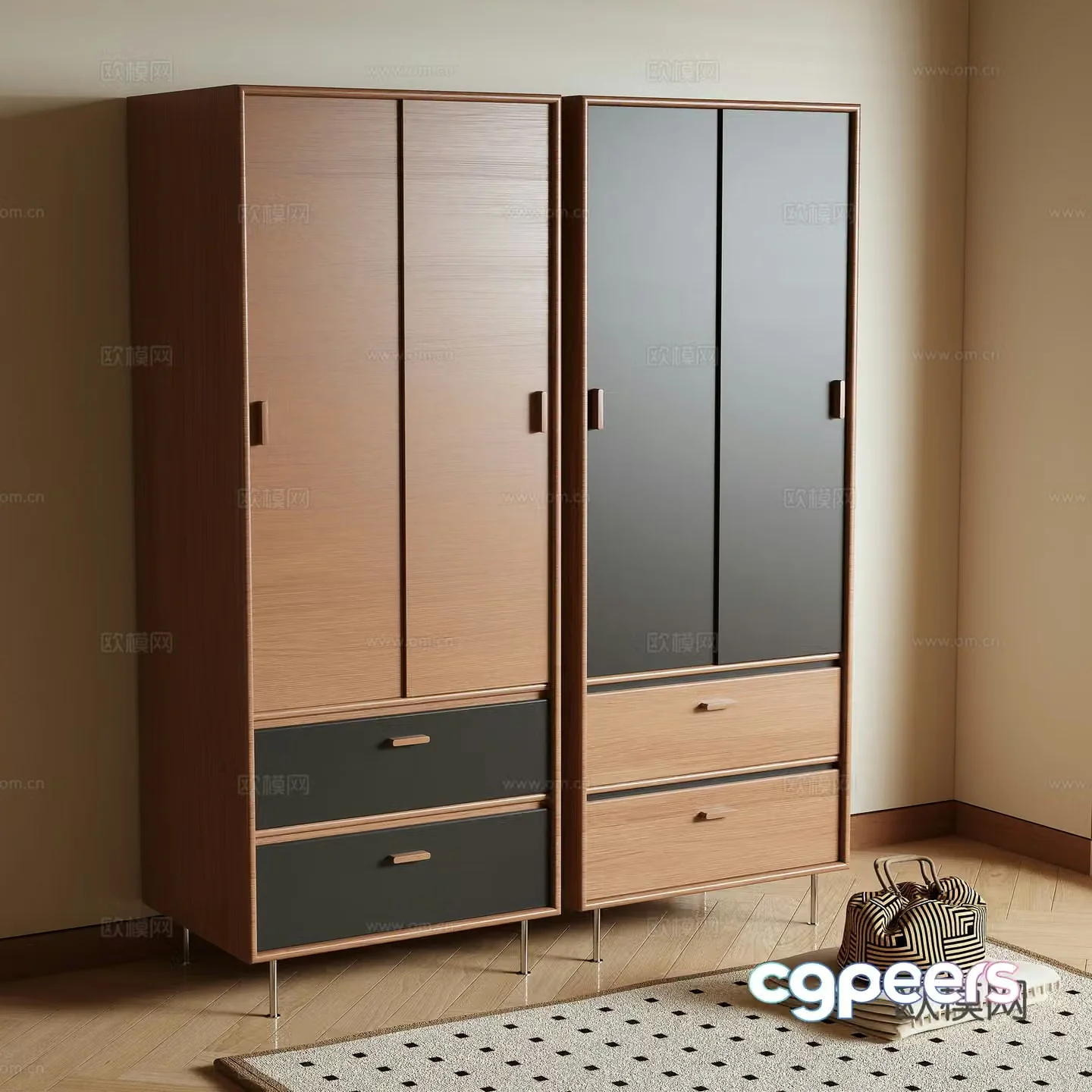 Middle-aged wind wardrobe 3d model
