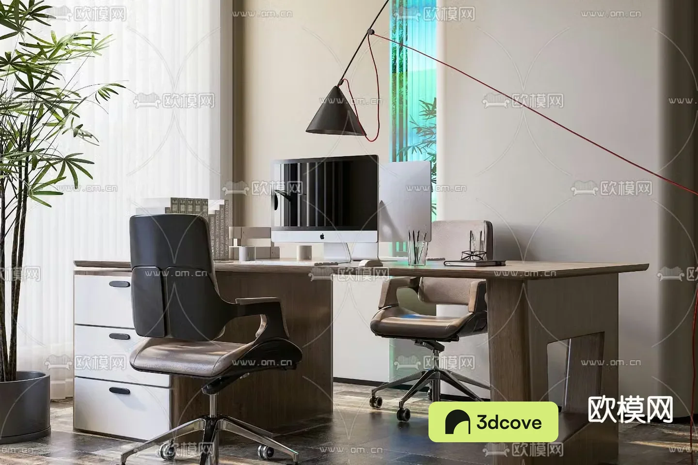 Office desk and chair position work station card position